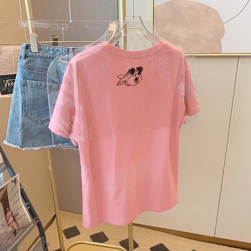 NRVP Áo thun cotton tay ngắn cổ tròn thời trang mùa hè phong cách Hàn Quốc cho nữ