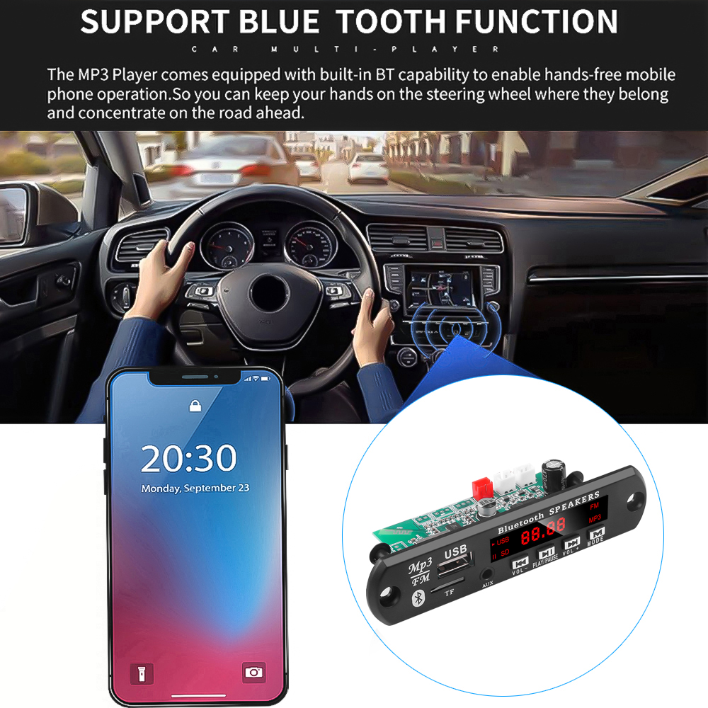 Bảng Mạch Giải Mã MP3 Bluetooth 5.0 KEBIDUMEI JQ-D023BT 2*15W 12V Cho Xe Hơi