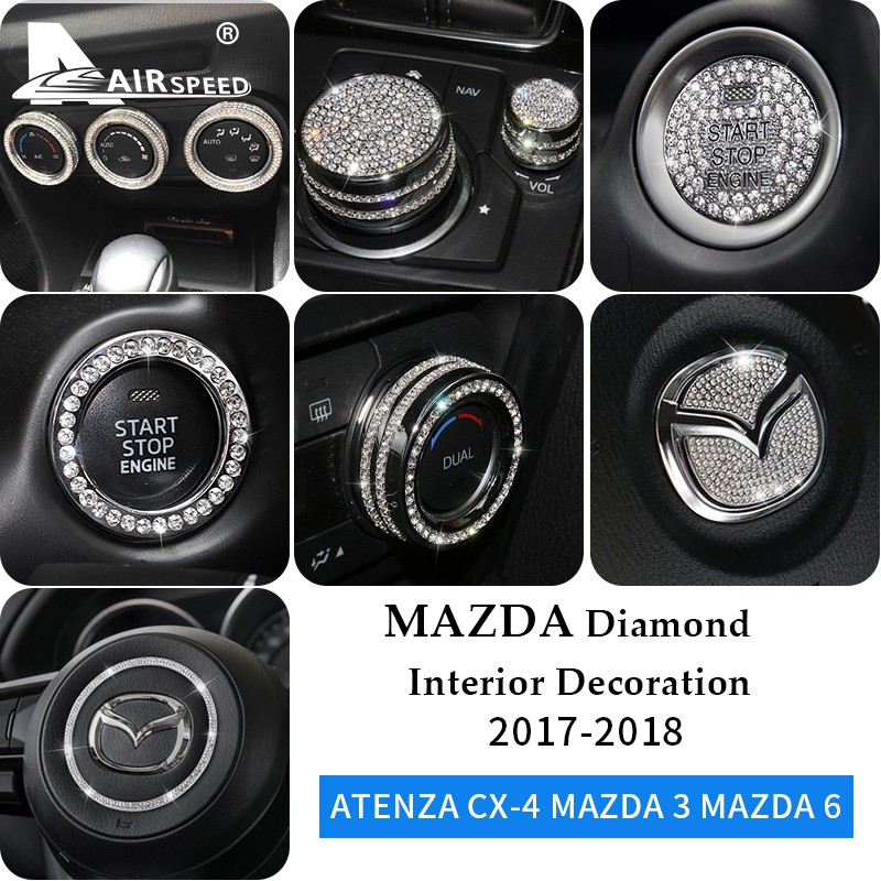 Núm bọc đính kim cương nhân tạo trang trí xe hơi Mazda Cx-4 Mazda 6 Mazda 3 Axelaa Atenza 17-18