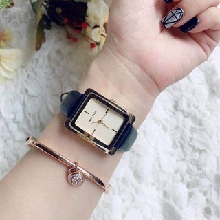 Đồng hồ nữ ANNE KLEIN AK/2706CHBK vuông dây da đen