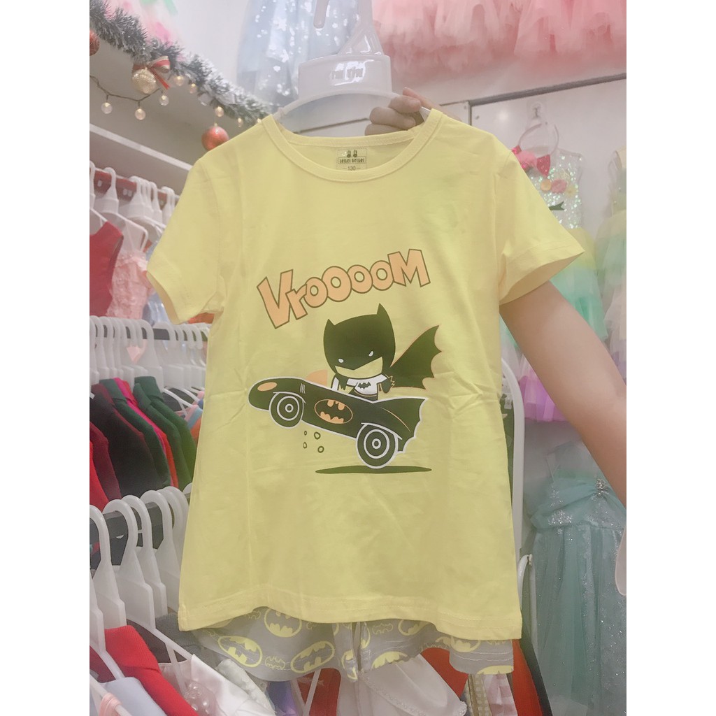 Bộ bé trai thun cotton cao cấp loại 1- Vàng Batman