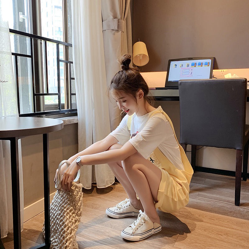 Quần yếm ngắn ống rộng phong cách năng động trẻ trung cho nữ
