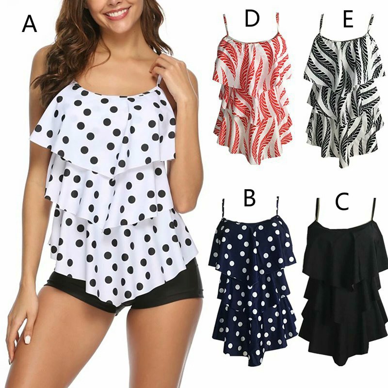 Bộ đồ bơi tankini thiết kế 2 dây phối bèo xếp tầng sang trọng xinh xắn dành cho nữ | BigBuy360 - bigbuy360.vn