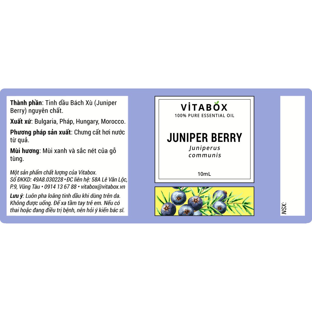 Tinh Dầu Bách Xù (Juniper Berry) - 100% Thiên Nhiên Nguyên Chất - Vitabox Natural Essential Oil