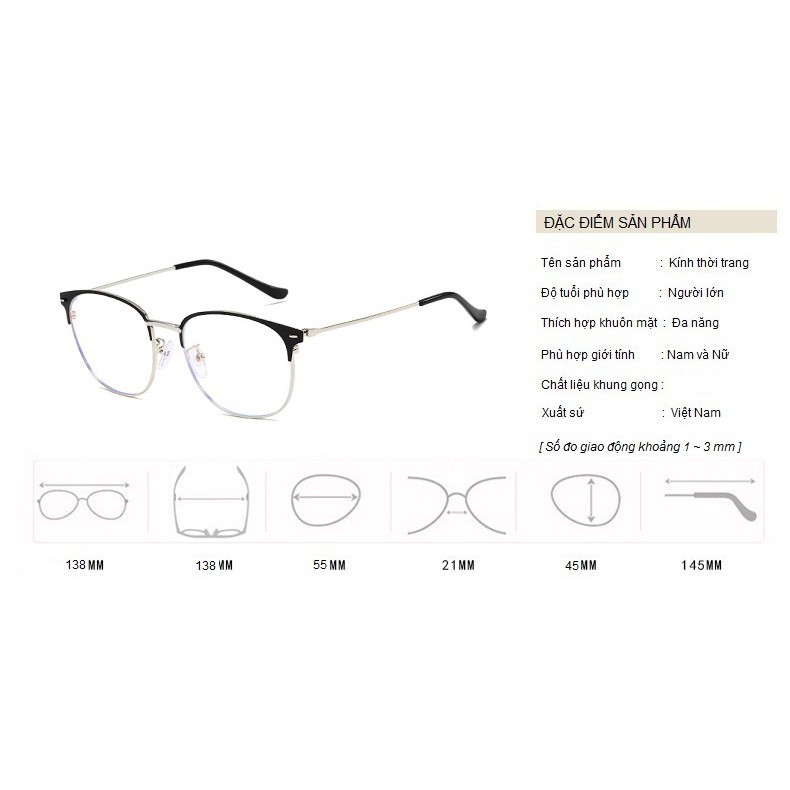 Kính Giả Cận Chống Ánh Sáng Xanh, Gọng Kính Cận Nam Nữ Mắt Mèo Đen, Bạc, Vàng Không Độ Hàn Quốc - BLUE LIGHT SHOP | BigBuy360 - bigbuy360.vn