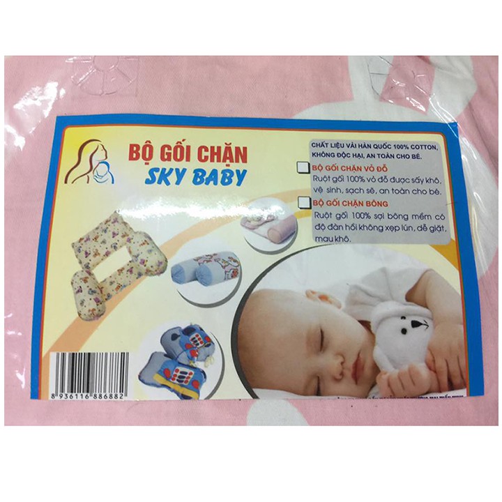 Bộ chặn vỏ đỗ Sky Baby in họa tiết - 100% vỏ đỗ sấy khô