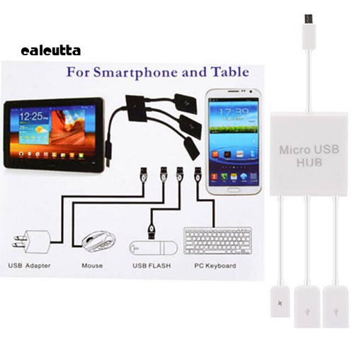 Đầu chuyển đổi HUB chia đầu cắm Micro USB OTG sang hai lỗ cắm USB 2.0 3 trong 1 dành cho Samsung