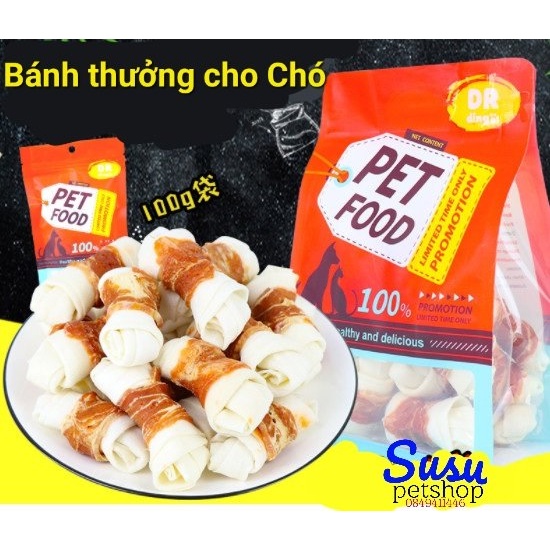 Bánh thưởng gà quấn xương da bò cho chó 100gr