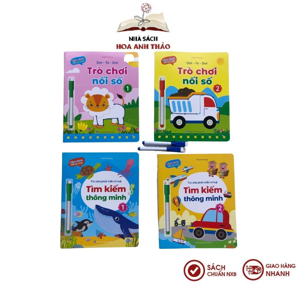 Sách Bộ Vở Viết Xóa Được - Wipe Clean - Tìm kiếm thông minh- Trờ chơi nối số (bộ 04 cuốn)
