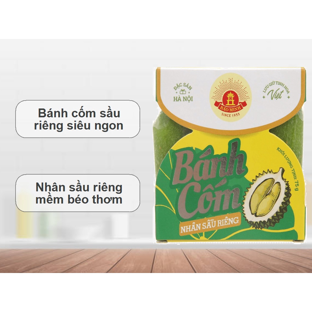 Bánh cốm nhân đậu xanh sầu riêng hộp 75gr