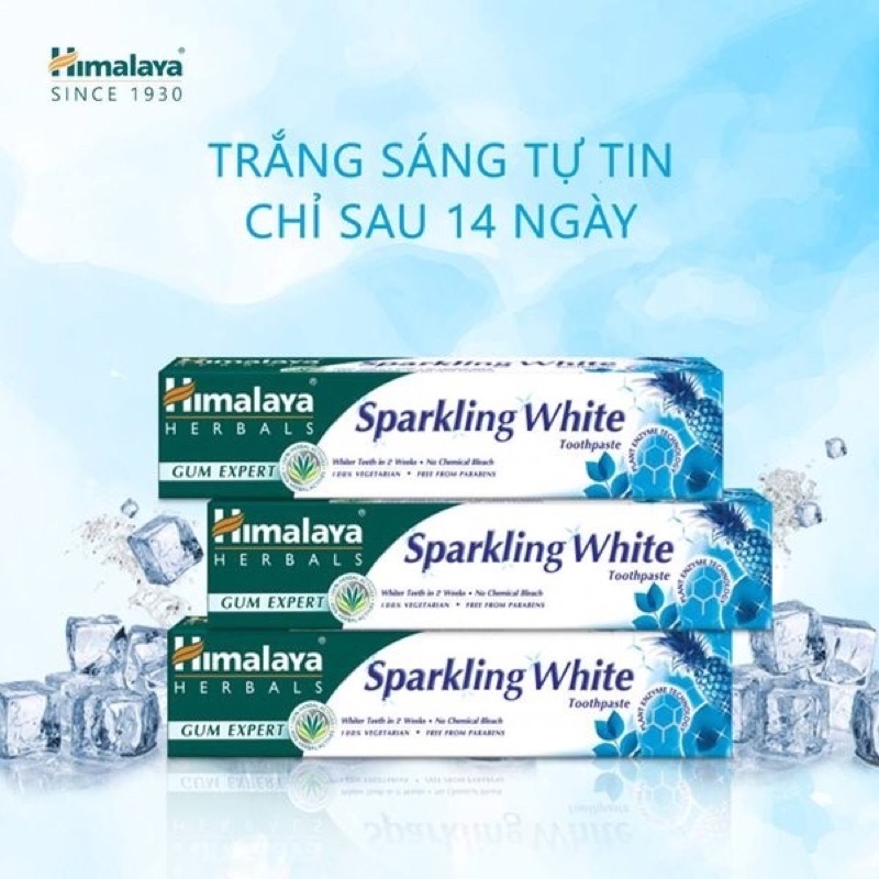 Kem Đánh Răng Himalaya Herbals Sparkling White Toothpaste Trắng Sáng Lấp Lánh 100g