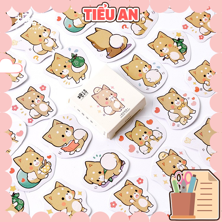 Bộ sticker/ Hình dán Bé Mèo Nâu (45 Hình)