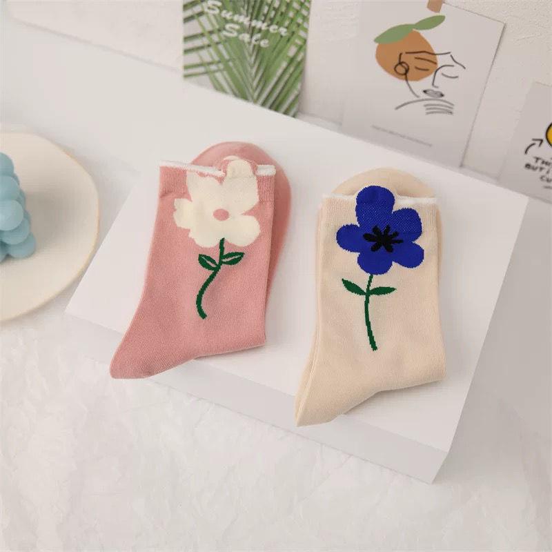 Đôi Vớ In Hình Hoa Tulip Dễ Thương Cho Nữ