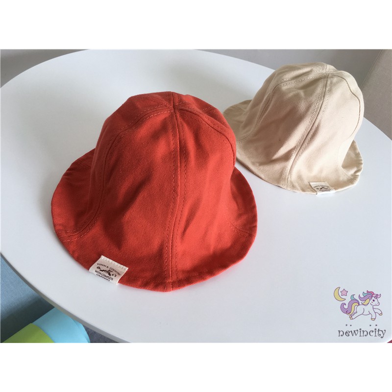 Nón Tròn Vành Màu Trơn Phong Cách Hàn Quốc Cho Bé