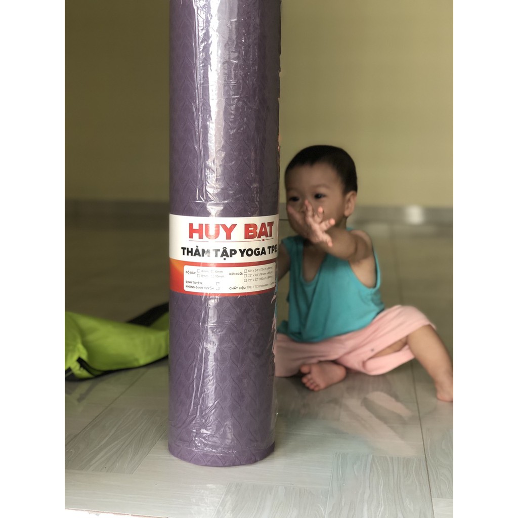 Thảm Tập Yoga Huy Bạt 2 Lớp 8mm Chất Liệu Thảm Tập Yoga Tpe Bền Và Nhẹ Tặng Kèm Túi Đựng Và Dây Buộc Thảm Yoga.