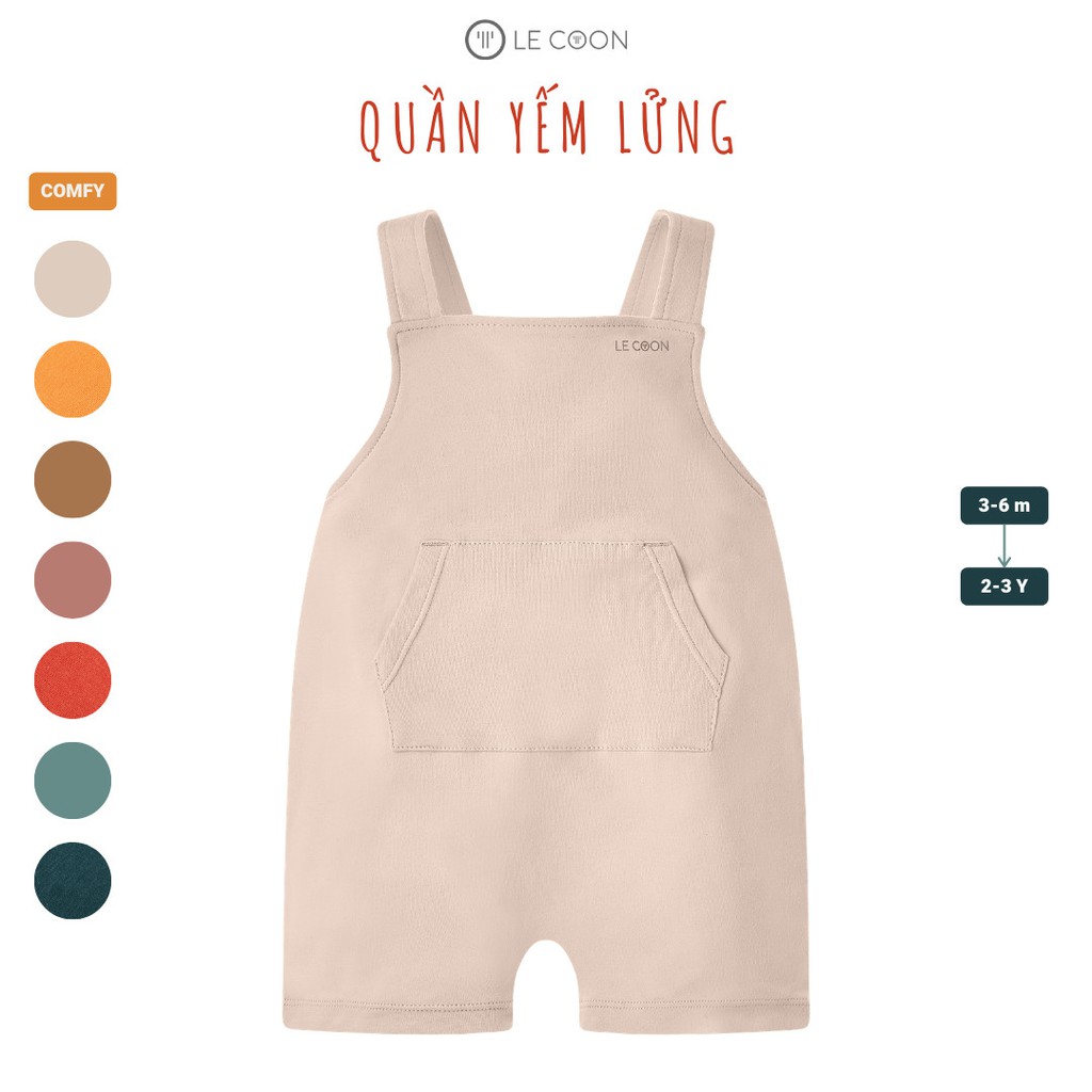 LE COON Quần yếm lửng Lecoon bé trai bé gái từ 3m - 3y chất cotton 100% LC0501