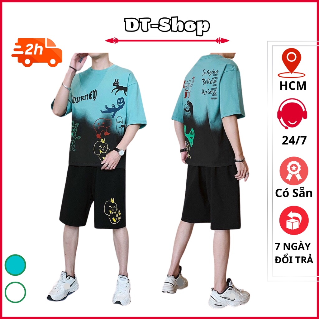 Đồ bộ nam cộc tay JOURNEY loang màu chất thun mát mẻ đủ size phong cách trẻ trung năng động