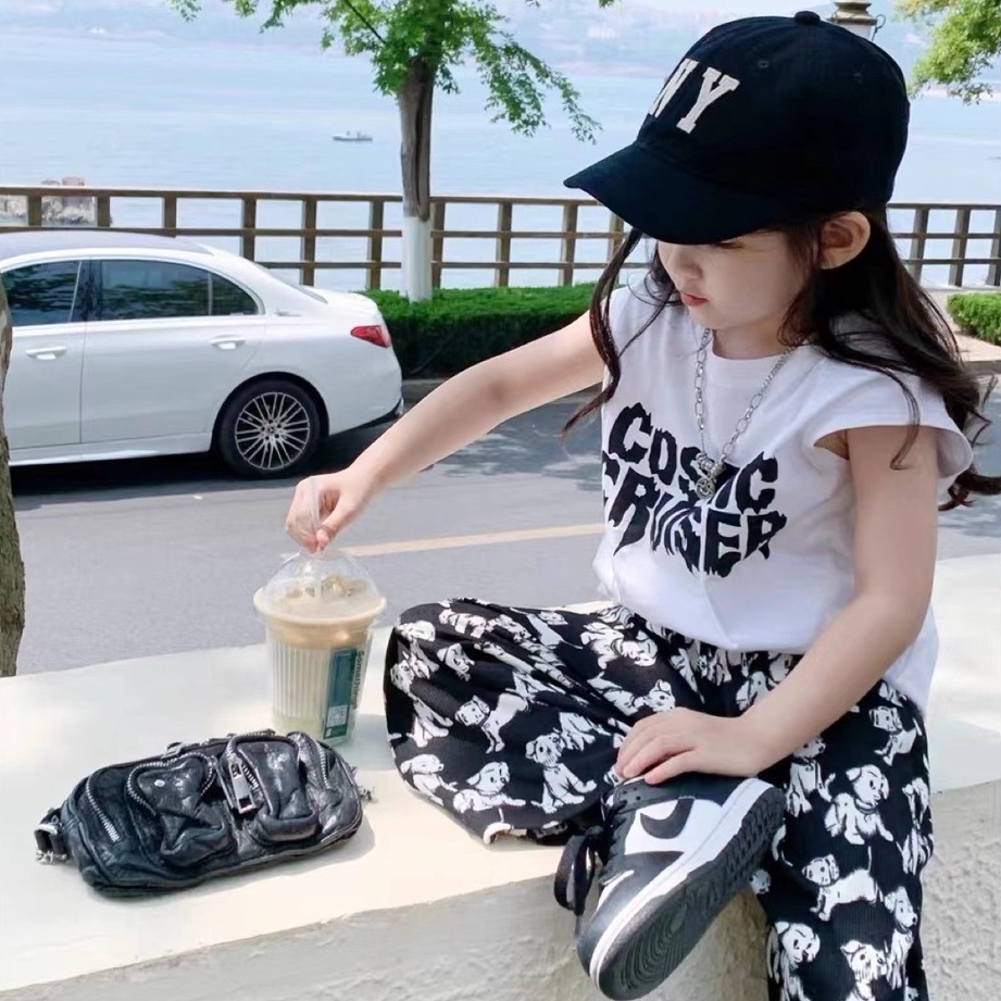 Set Áo Thun Không Tay Và Quần Dài Phong Cách Phương Tây Thời Trang Mùa Hè Cho Bé Gái