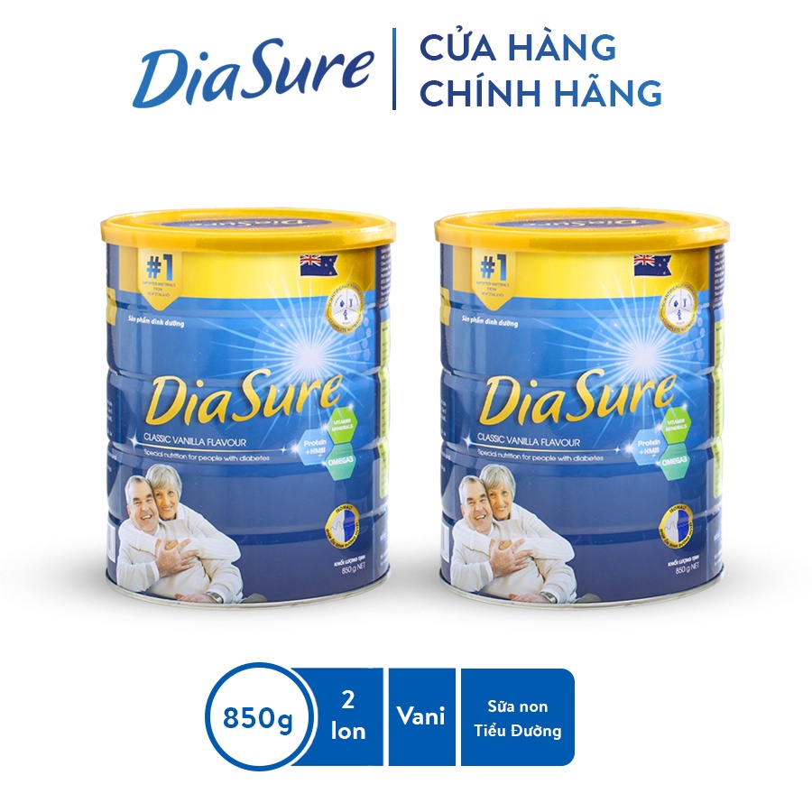 Sữa Non Diasure Chính Hãng Lon 850g (2 HỘP) - Cung Cấp Dinh Dưỡng Toàn Diện Cho Người Bị Tiểu Đường