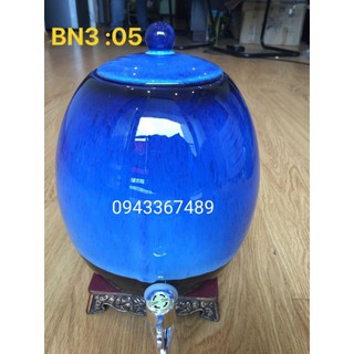 Bình nước 3 lít cao 25cm, bụng 19,5cm, đk miệng 12cm. . Hàng sứ Bát Tràng
