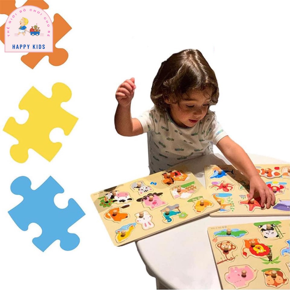 Bảng ghép hình núm gỗ, đồ chơi gỗ thông minh Montessori cho bé sáng tạo (HH0383)