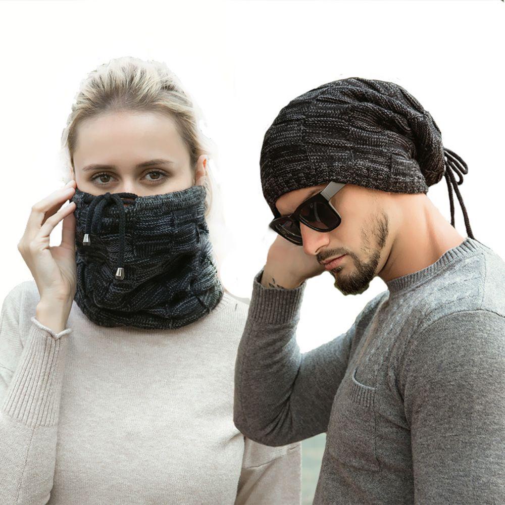 FOREVER Mũ Len Beanie Kiêm Khăn Choàng Cổ Màu Trơn Co Giãn Thời Trang Thu Đông Cho Nam / Nữ