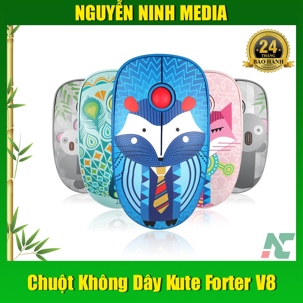 [Mã ELFLASH3 hoàn 10K xu đơn 20K] (Hàng Chính Hãng) Chuột Không Dây Họa Tiết Kute Forter V8 Slient Mouse | WebRaoVat - webraovat.net.vn