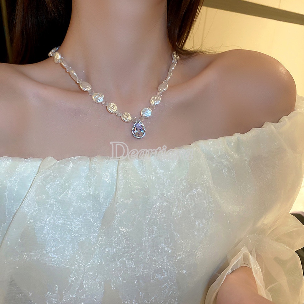 Vòng cổ Đính Đá Và Ngọc Trai Nhân Tạo Thời Trang