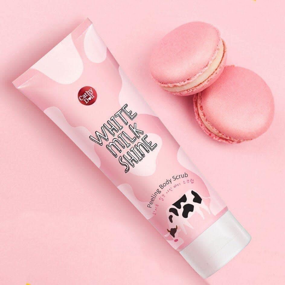 [Giá Sỉ] Set 2 tuýp Tẩy da chết toàn thân white milk shine cathy doll 320ml nội địa Thái