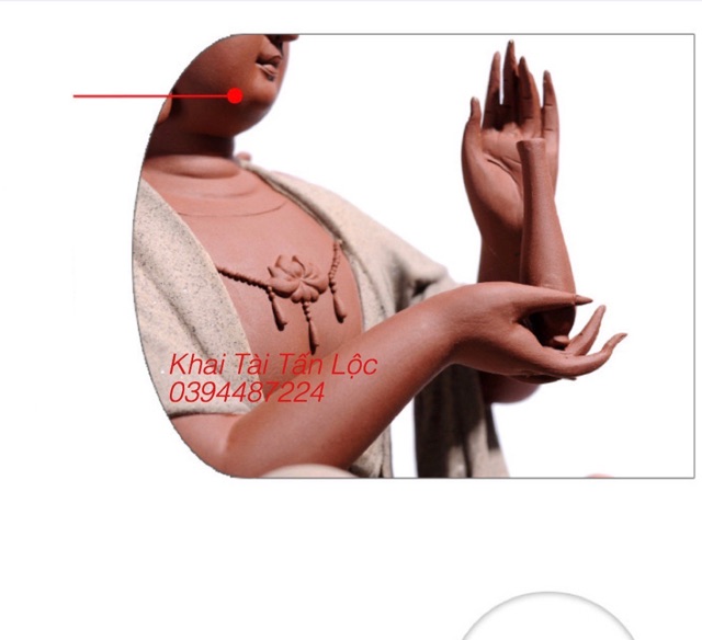 Tượng Quan Âm Thuỷ Nguyệt gốm tử sa cao 33 cm hàng cao cấp