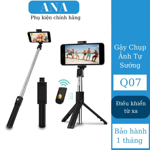 Gậy Chụp Ảnh Tự Sướng Bluetooth 3 Chân Đa Năng Q07, gậy chụp ảnh có thể được sử dụng như giá ba chân và điều khiển chụp