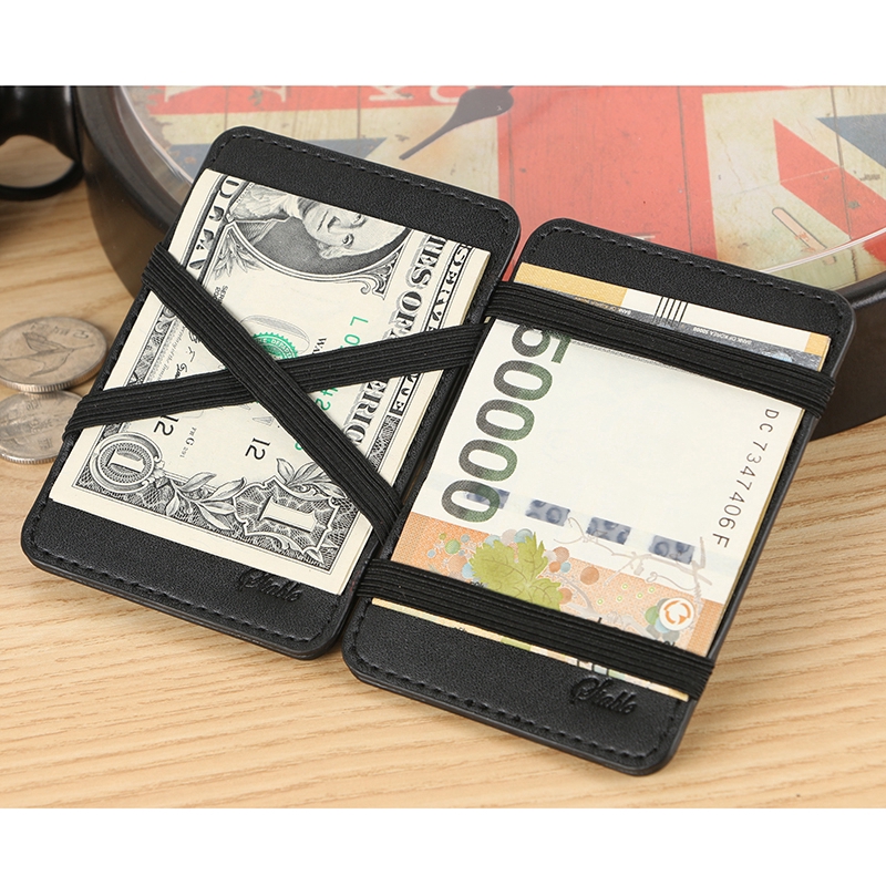 New Men Wallet Leather PU Wallet Card Holder Elastic Money Clip Handbag [MOP]