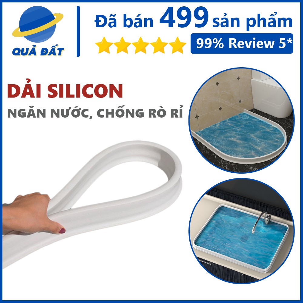Dải Silicon Chặn Nước Tiện Lợi Dùng Cho Nhà Tắm, Nhà Vệ Sinh, Chỗ Rửa Tay, Máy Giặt