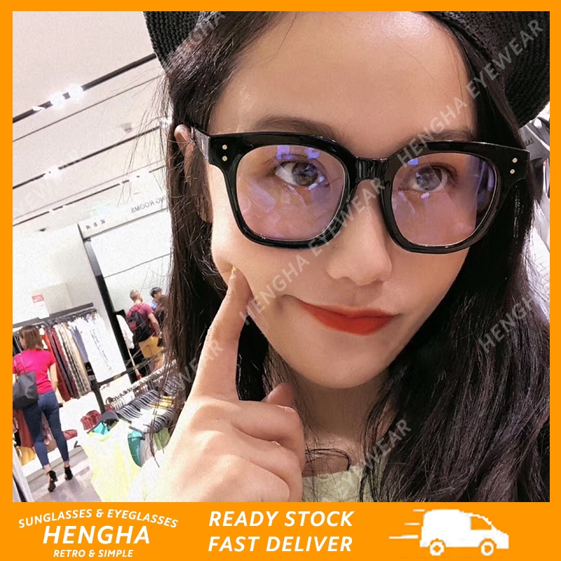 【HENGHA】COD Kính mát gọng vuông chống tia UV phong cách retro Hàn Quốc