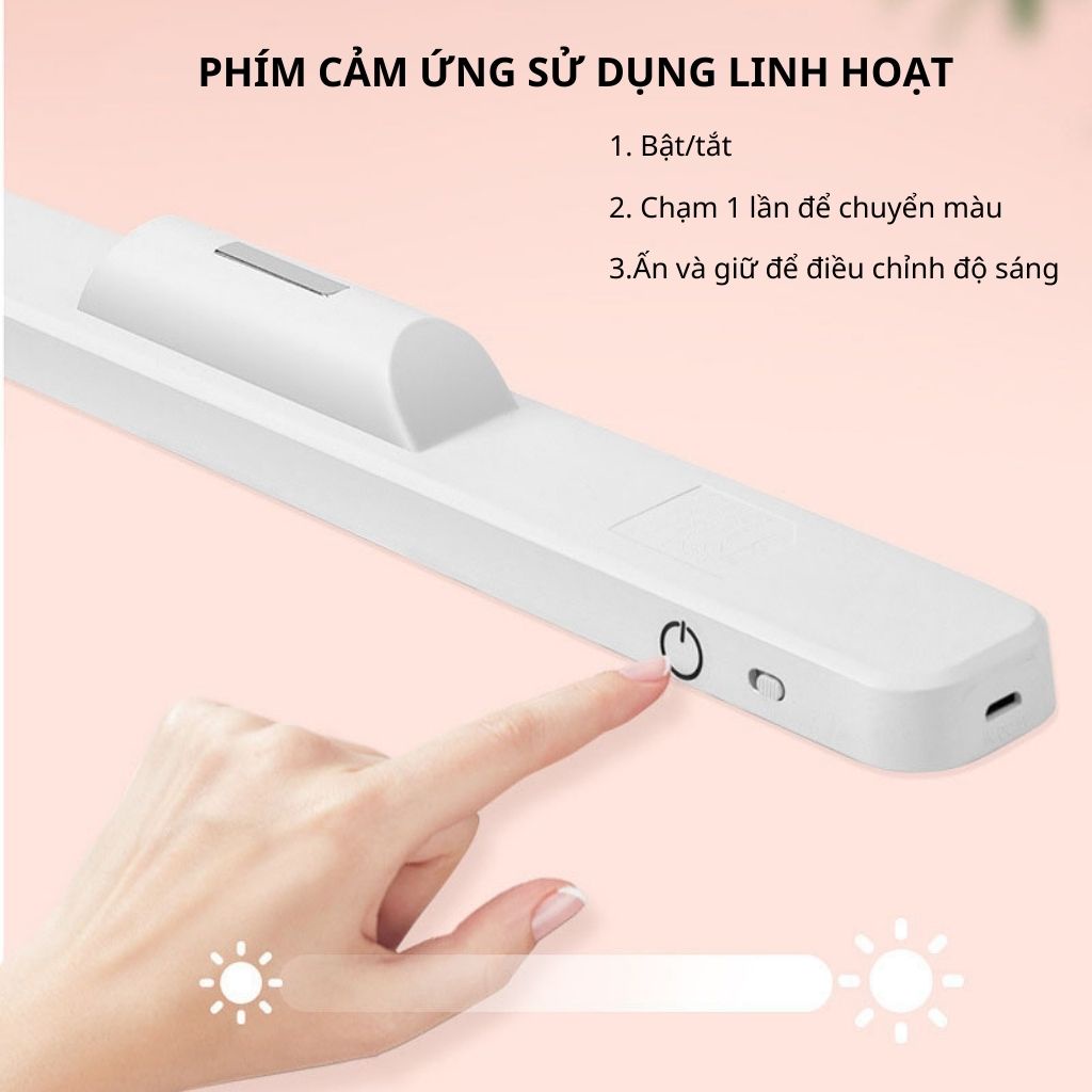 Đèn học cho bé chống cận điều chỉnh linh hoạt 32cm, đèn Led gắn bàn học tích điện đa năng điều chỉnh xoay 80 độ
