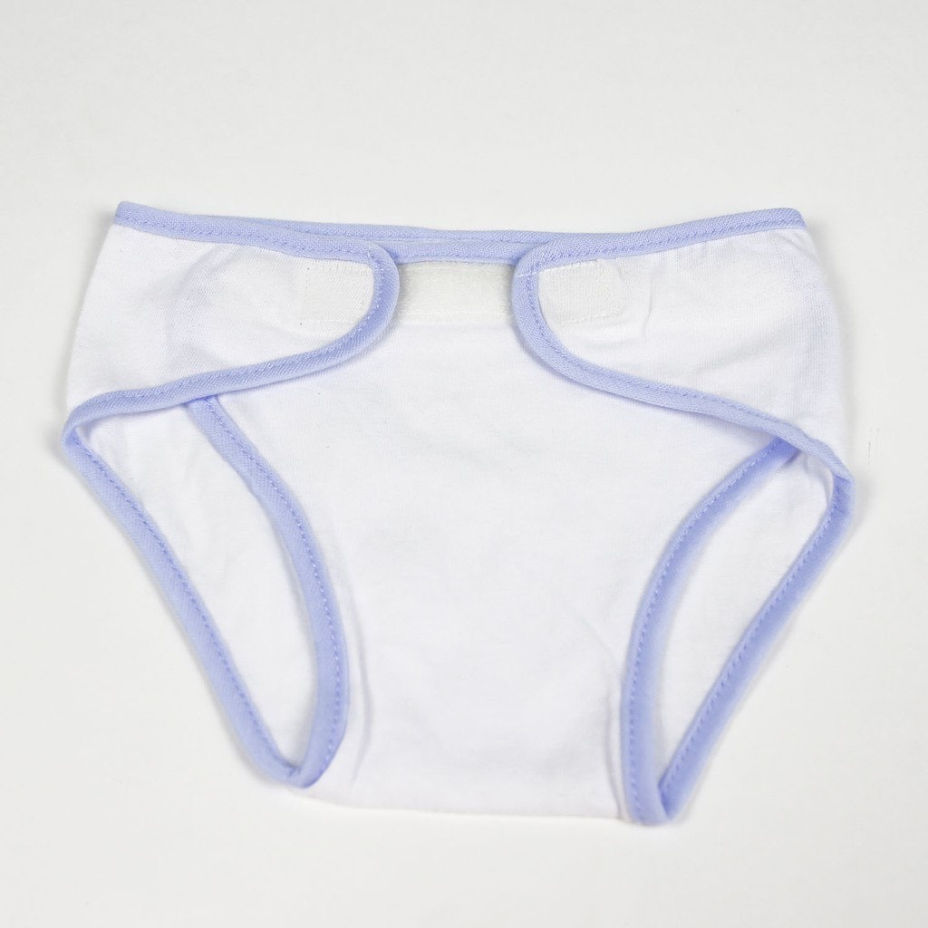 Set 5 chiếc tã dán vải cotton màu trắng viền màu cho trẻ sơ sinh loại mỏng_Minh hoàng