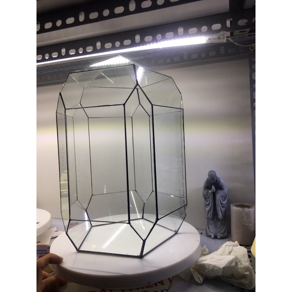 Bể kính ngũ giác dùng trang trí terarium, bán cạn kích thước D18xR18xC31