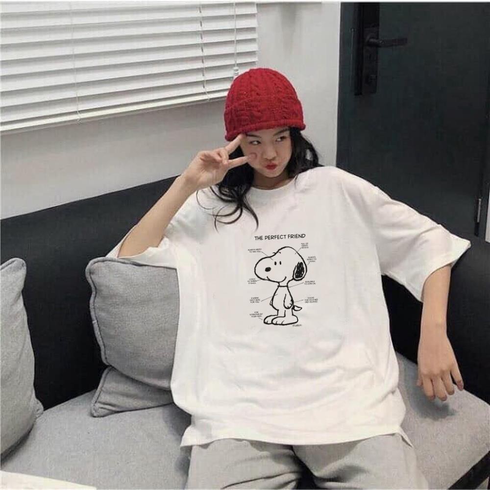 ÁO THUN TAY LỠ THỜI TRANG Snoopy The Perfect Friend PHONG CÁCH HÀN QUỐC AOMI