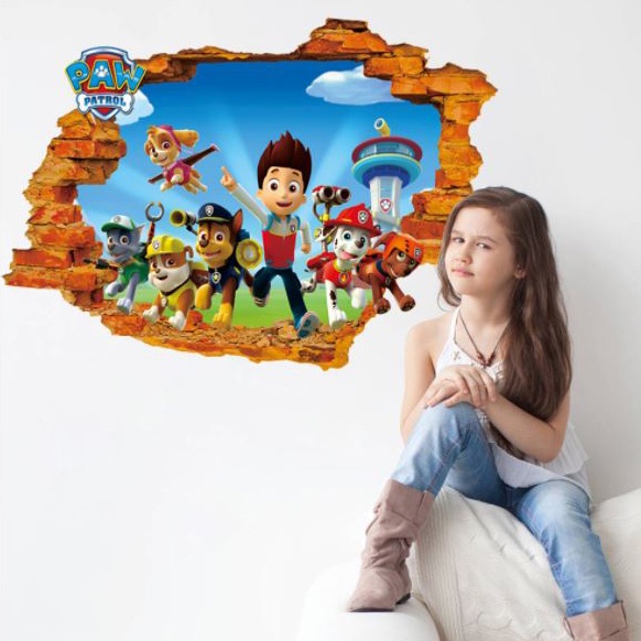 Giấy decal dán tường hoạt hình paw patrol biệt đội cứu hộ