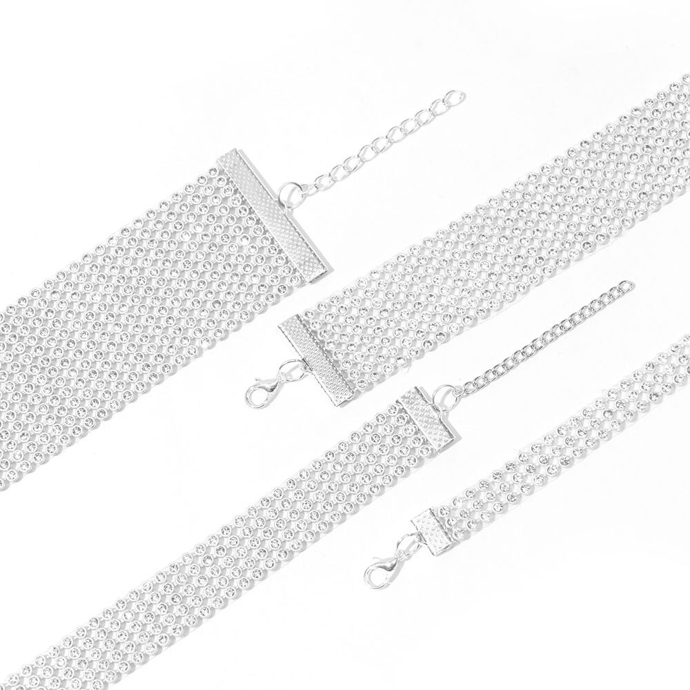 Vòng cổ choker ngắn đính đá kim cương toàn bộ có thể điều chỉnh kích thước cho nữ