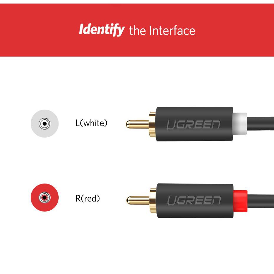 Cáp Âm Thanh 2 đầu Hoa Sen 2RCA ra 2RCA cao cấp UGREEN AV104