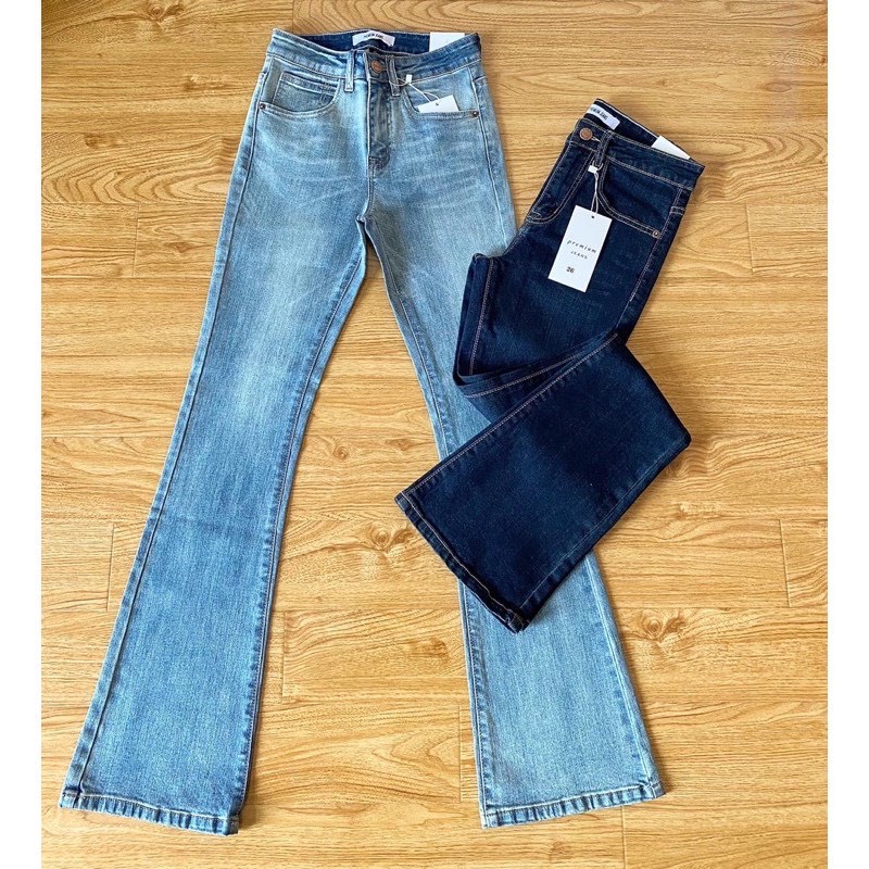 Quần Jean Ống Loe Cạp Ngang Rốn Dài 100cm