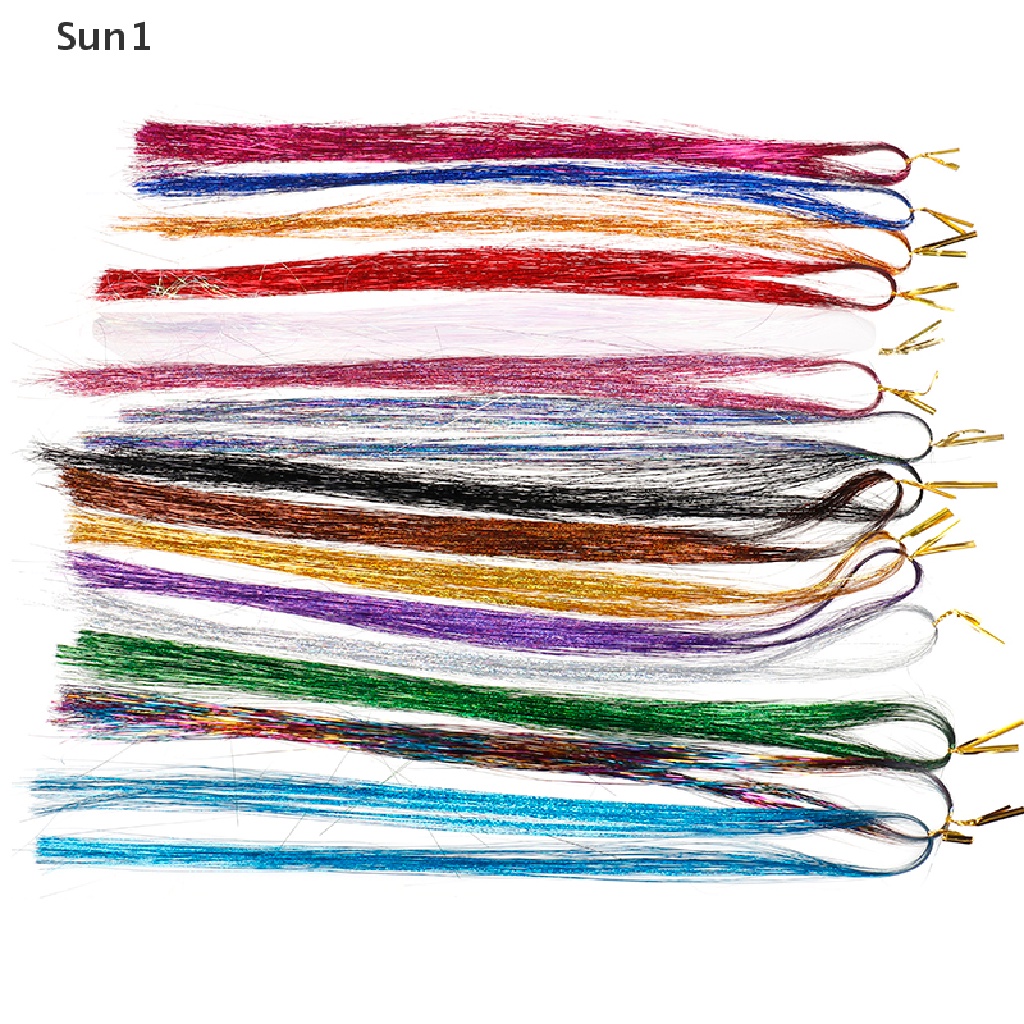 [Hàng mới về] Set 120 sợi dây kim tuyến màu cầu vồng dùng để trang trí tóc