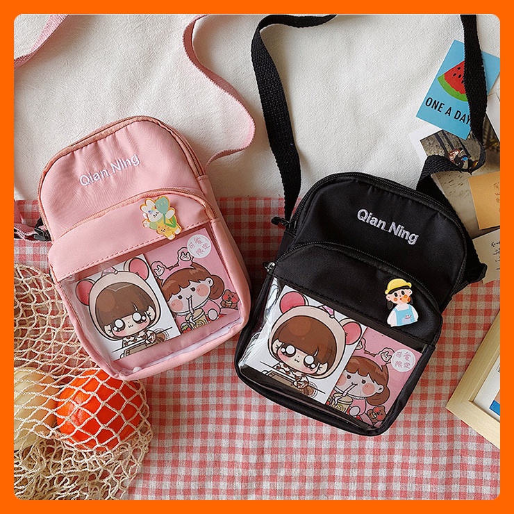 Túi chéo đeo vai nữ cute ngăn trong suốt đựng điện thoại đi chơi chụp ảnh xinh chống nước tiện lợi giá rẻ