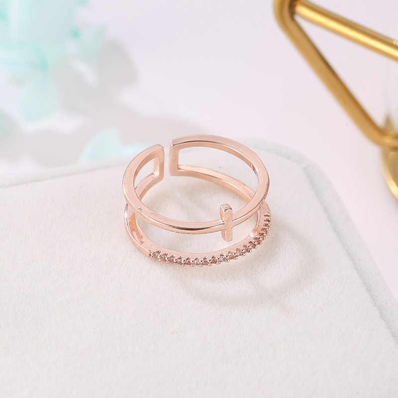 Nhẫn Nhiều Lớp Kiểu Dáng Độc Đáo Mạ Vàng Hồng