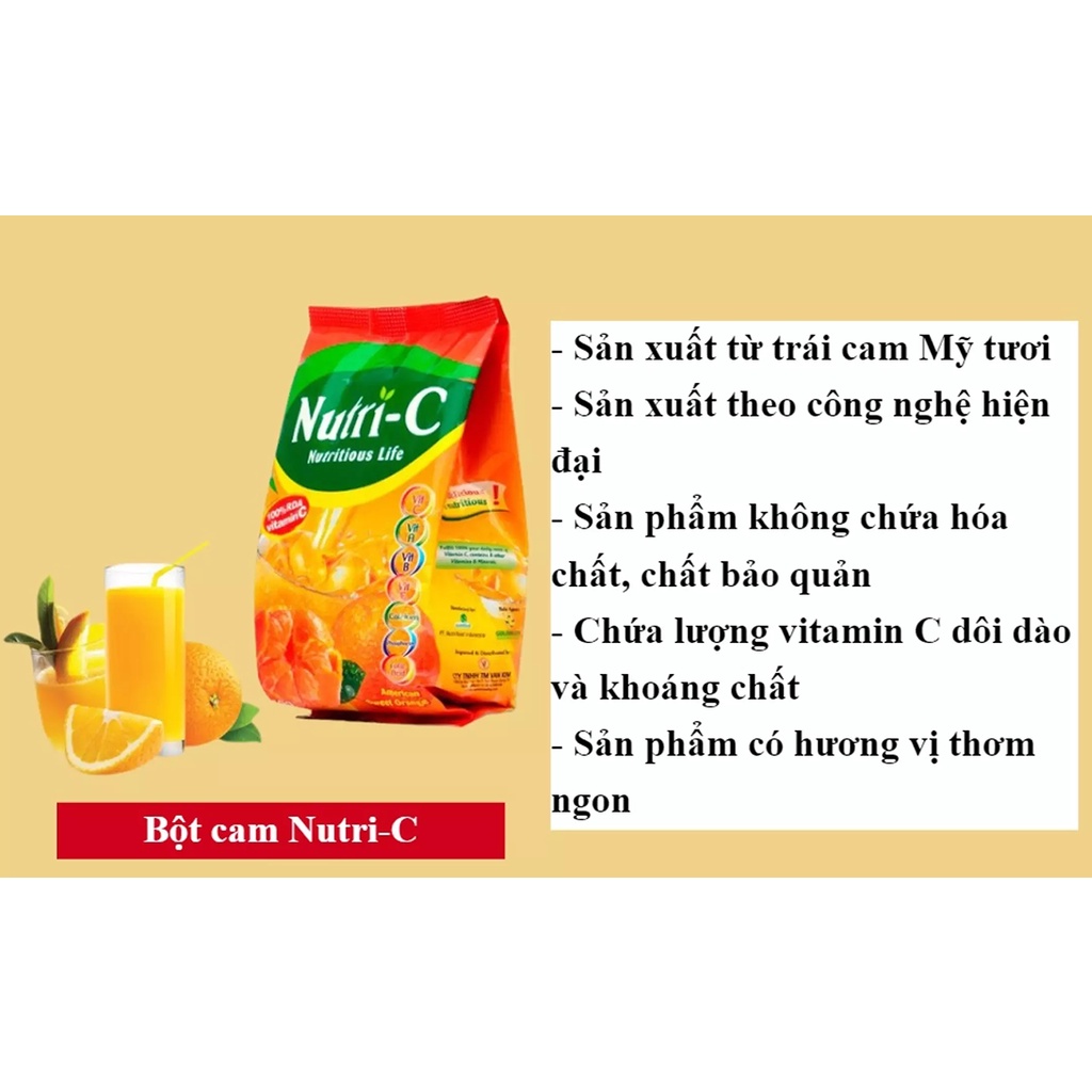 Combo 2 gói bột cam Nutri-C Orange 750g - GIẢI KHÁT, THANH NHIỆT, giúp tăng cường SỨC ĐỀ KHÁNG cho cơ thể