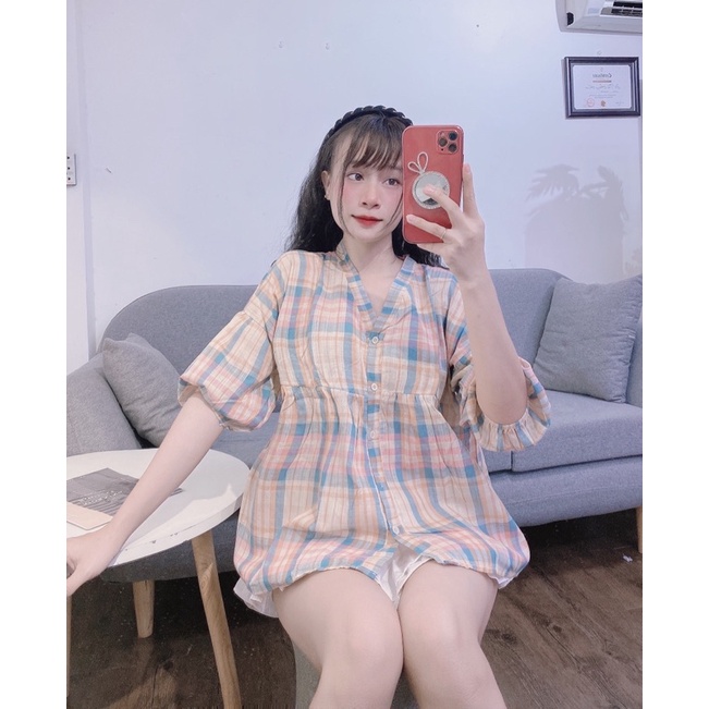 Áo Babydoll caro (Ảnh shop chụp thật chính chủ 100%)