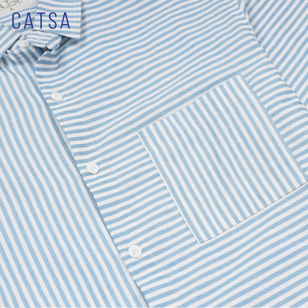 CATSA Áo sơ mi xanh biển tay dài ASC182