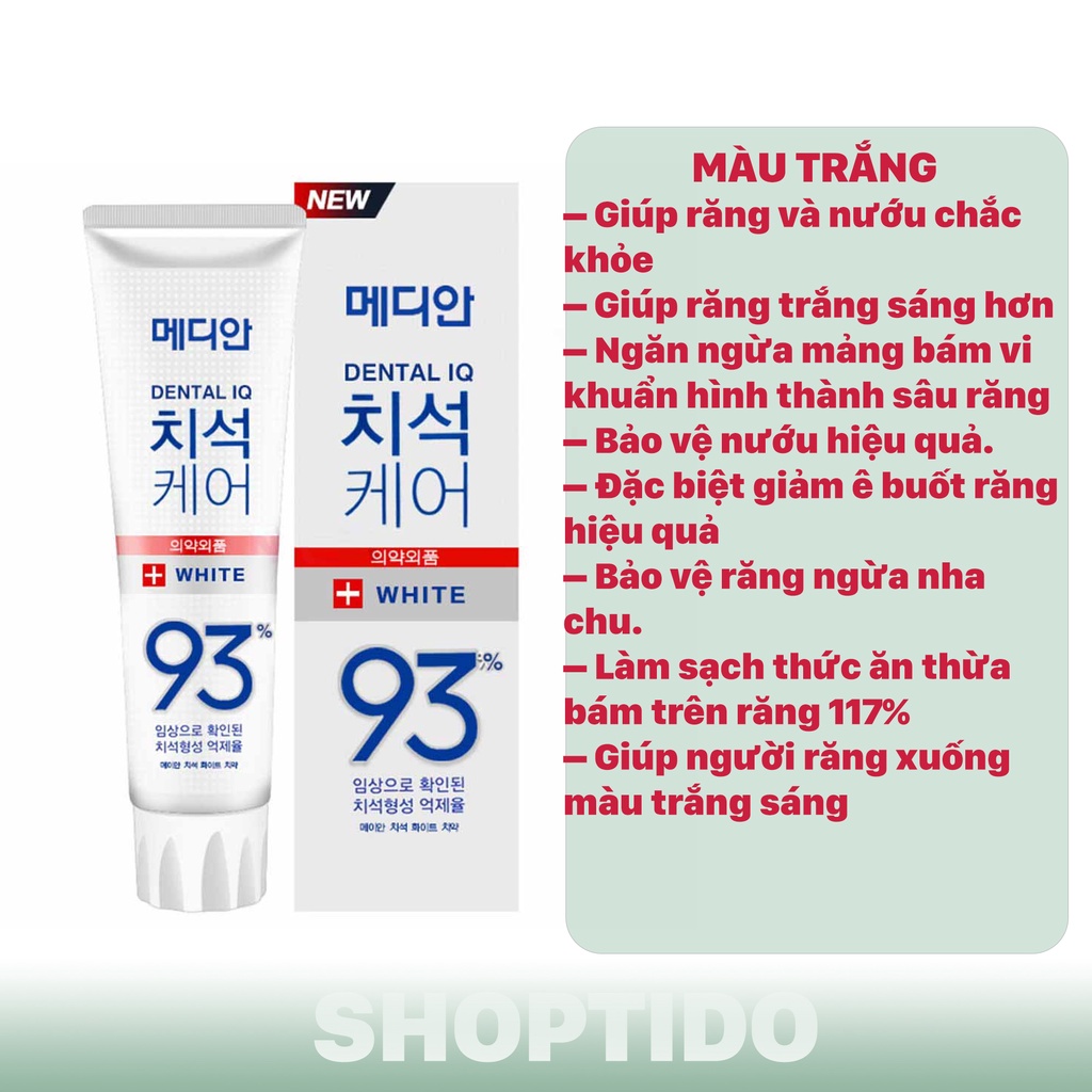 Kem đánh răng Hàn Quốc trắng răng MEDIAN DENTAL IQ 93% 120g Trắng Răng Giảm Ố Loại Bỏ Mùi Hôi KDR1