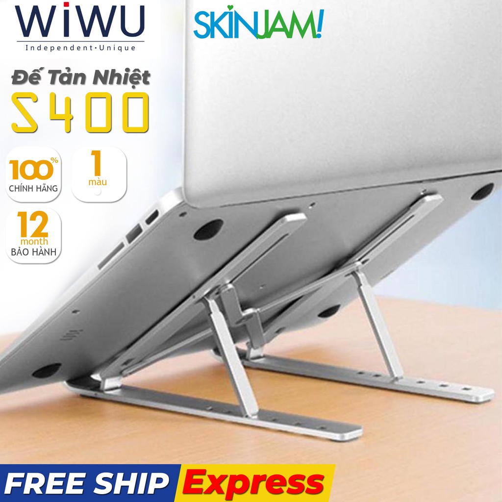 Giá Đỡ Wiwu S400 Cho Laptop 11 inch Trở Lên Giúp Tản Nhiệt Thiết Kế Nhôm Nguyên Khối - Hàng Chính Hãng Wiwu